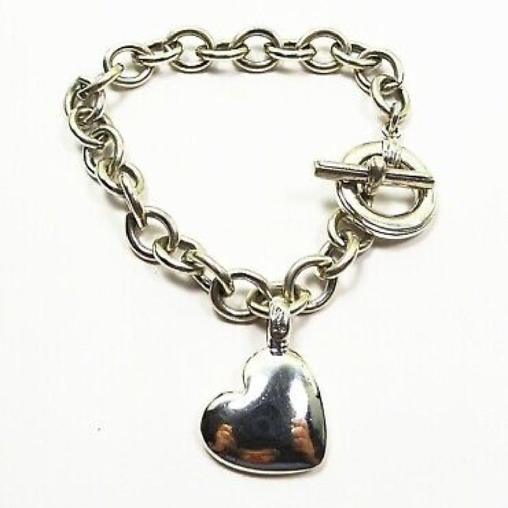 LAGOS Caviar Sterling Silver Heart Charm and Chain Bracelet